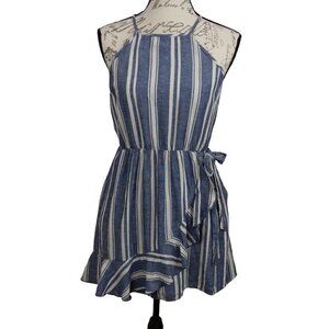 Speechless | Blue Stripe Ruffle Sun Summer Dress | Size S